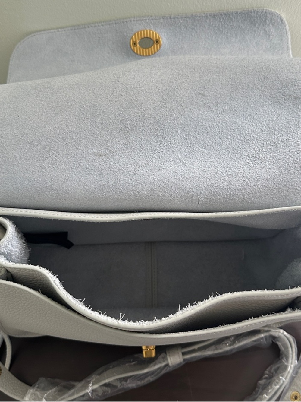 NEW By Anthropologie Porter Leather Bag in Light Grey - Picture 7 of 8